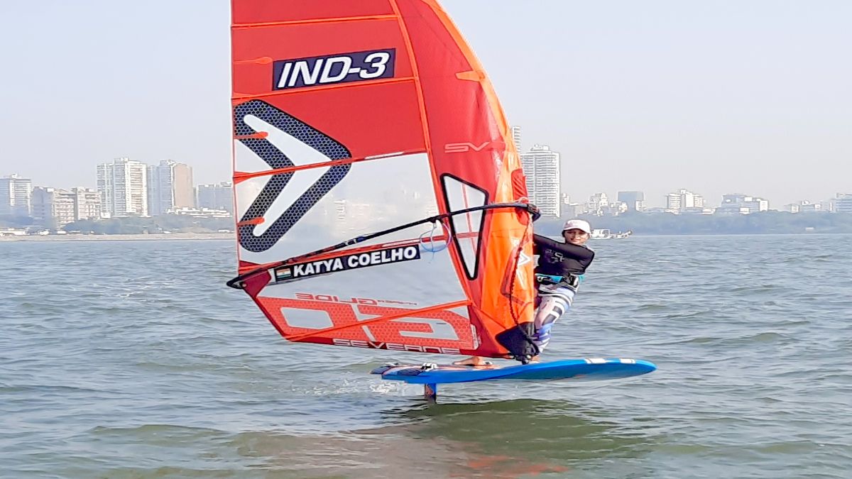 Indian windsurfer Katya Coelho in action