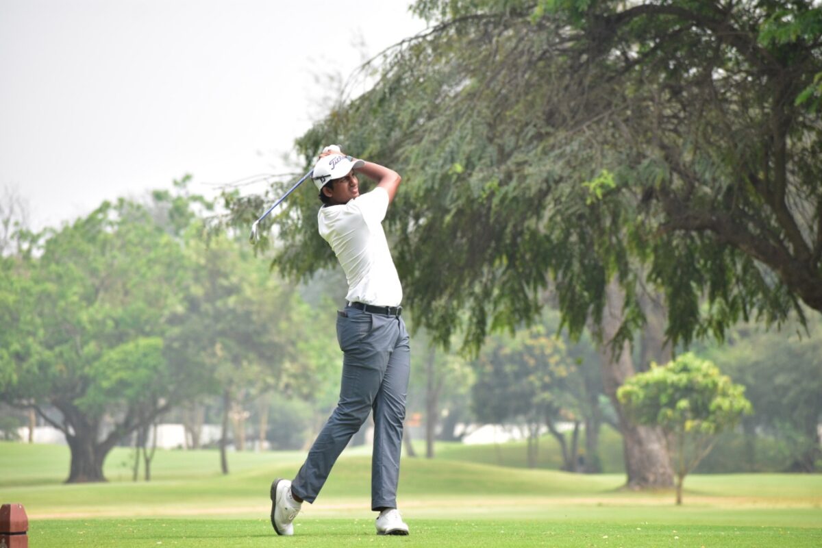 Golfer Anand Roopa Anand in action