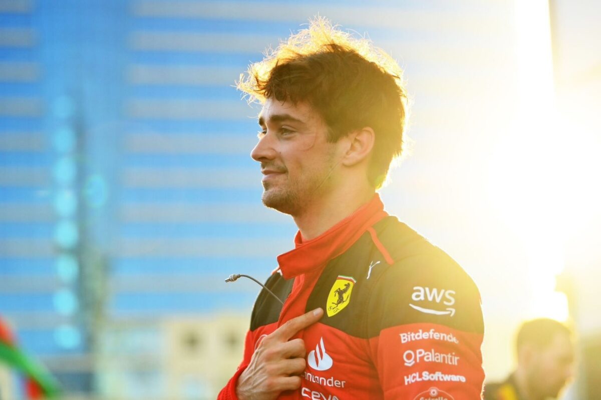 Ferrari’s Charles Leclerc finished on pole at the Azerbaijan GP qualifying