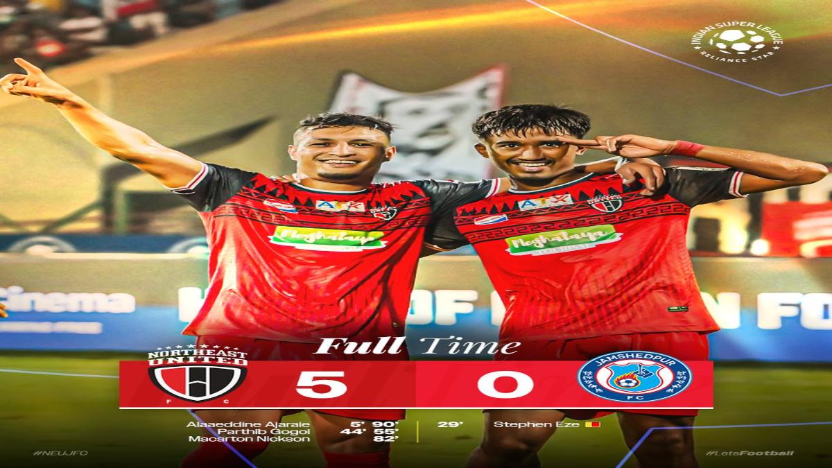 NorthEast United FC record their biggest-ever ISL win with 5-0 defeat of Jamshedpur FC