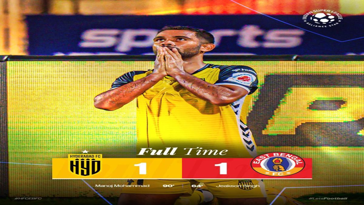 Hyderabad FC’s persistence pays off in dying minutes to deny East Bengal FC full points after 1-1 draw