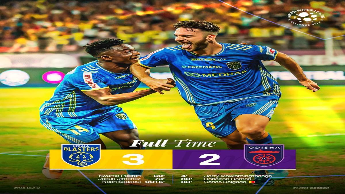 Noah makes the difference again as cracking final half hour inspires Kerala Blasters FC to 3-2 win against Odisha FC