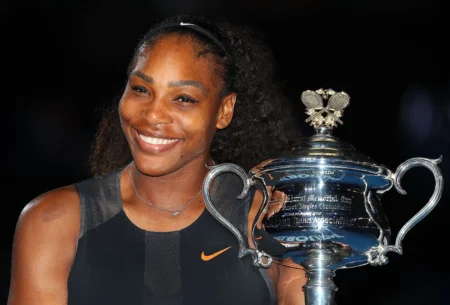 Serena Williams womens single trophy Australian Open Januray 28 2017